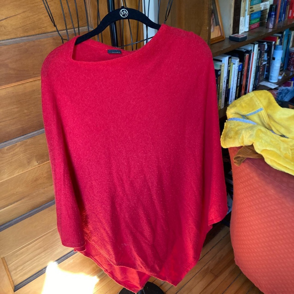 Red cashmere poncho
